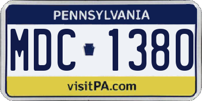 PA license plate MDC1380