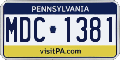 PA license plate MDC1381