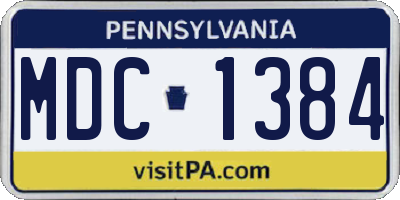 PA license plate MDC1384