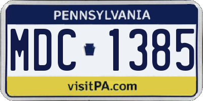 PA license plate MDC1385