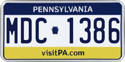 PA license plate MDC1386