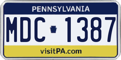 PA license plate MDC1387