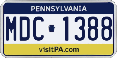 PA license plate MDC1388