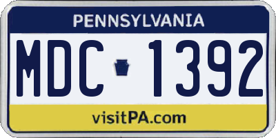 PA license plate MDC1392