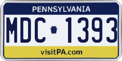 PA license plate MDC1393