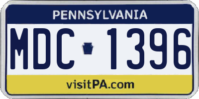 PA license plate MDC1396