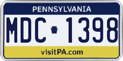 PA license plate MDC1398
