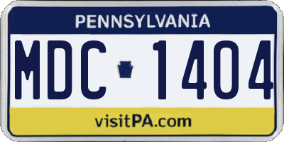 PA license plate MDC1404