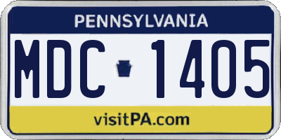 PA license plate MDC1405