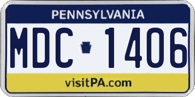 PA license plate MDC1406