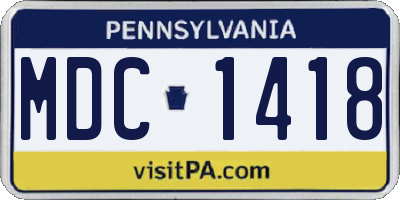 PA license plate MDC1418
