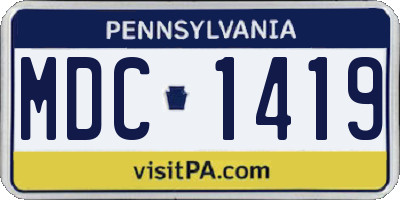 PA license plate MDC1419