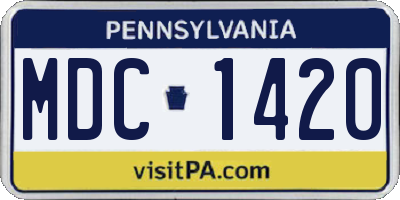 PA license plate MDC1420