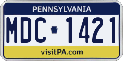 PA license plate MDC1421