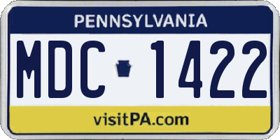 PA license plate MDC1422