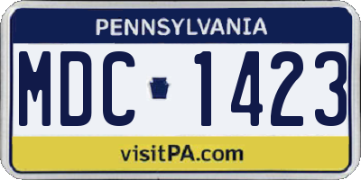 PA license plate MDC1423