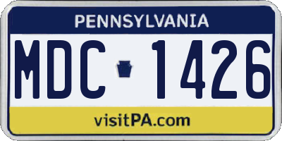 PA license plate MDC1426