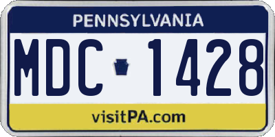 PA license plate MDC1428