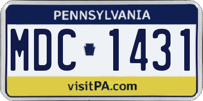 PA license plate MDC1431
