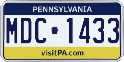 PA license plate MDC1433