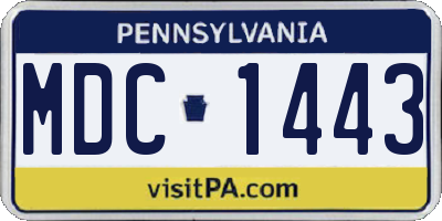 PA license plate MDC1443