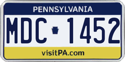 PA license plate MDC1452