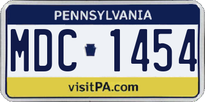 PA license plate MDC1454
