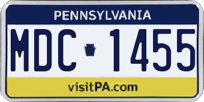 PA license plate MDC1455