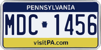 PA license plate MDC1456