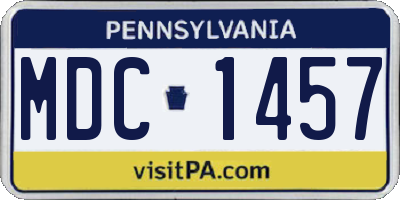 PA license plate MDC1457