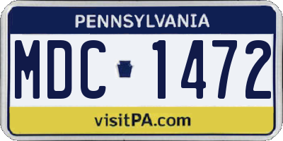 PA license plate MDC1472