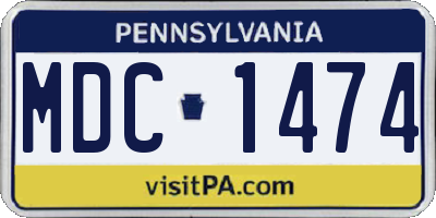 PA license plate MDC1474