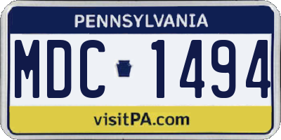 PA license plate MDC1494