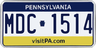 PA license plate MDC1514