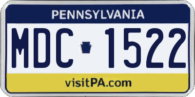 PA license plate MDC1522