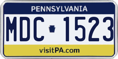 PA license plate MDC1523