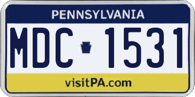 PA license plate MDC1531