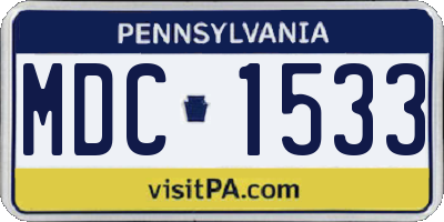PA license plate MDC1533