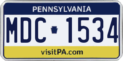PA license plate MDC1534