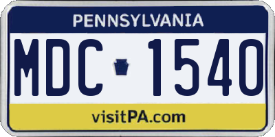 PA license plate MDC1540