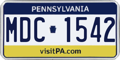 PA license plate MDC1542