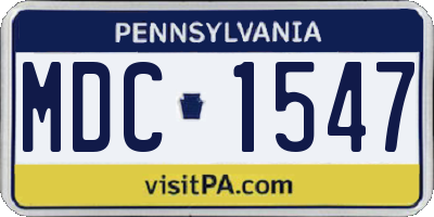 PA license plate MDC1547