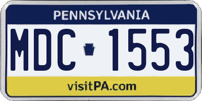 PA license plate MDC1553