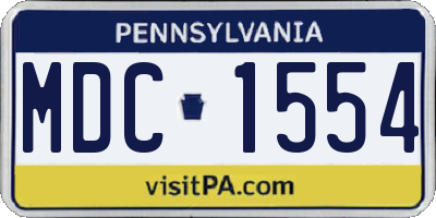 PA license plate MDC1554
