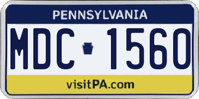 PA license plate MDC1560