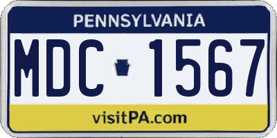 PA license plate MDC1567