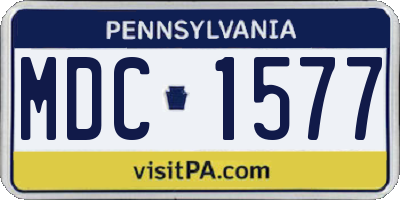 PA license plate MDC1577