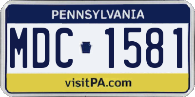 PA license plate MDC1581