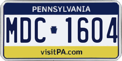 PA license plate MDC1604