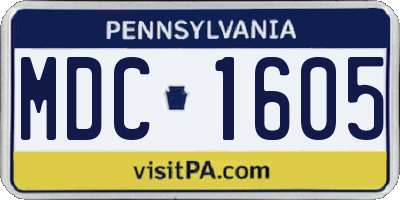PA license plate MDC1605